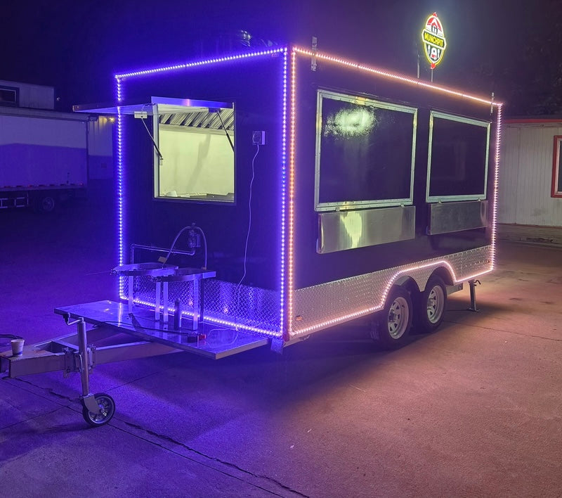 2026 Commercial Food Trailer: 13 ft. Fully Equipped with VIBRANT Exterior LED Lighting